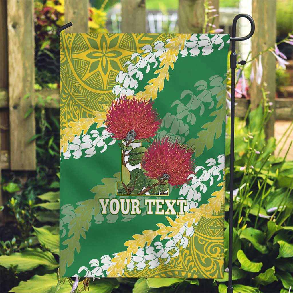 Personalized Leilehua Hawaii High School Garden Flag Puakenikeni Lei Hawaiian Pattern - Polynesian Pride