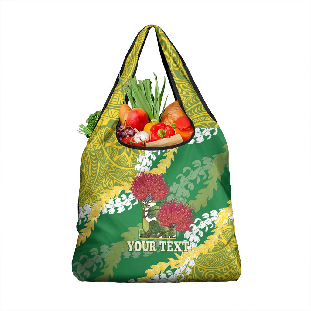 Personalized Leilehua Hawaii High School Grocery Bag Puakenikeni Lei Hawaiian Pattern - Polynesian Pride