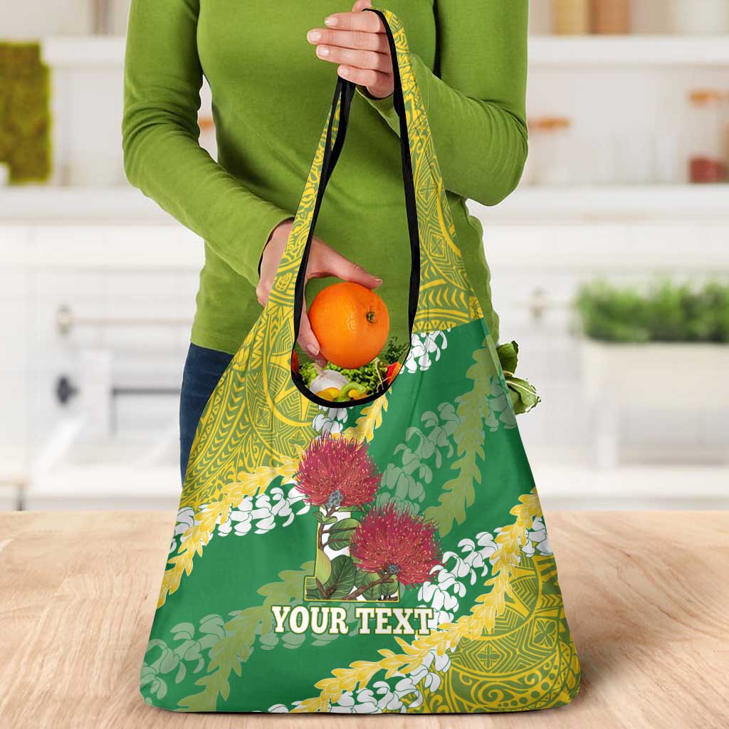 Personalized Leilehua Hawaii High School Grocery Bag Puakenikeni Lei Hawaiian Pattern - Polynesian Pride