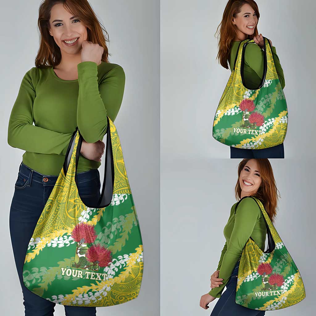 Personalized Leilehua Hawaii High School Grocery Bag Puakenikeni Lei Hawaiian Pattern - Polynesian Pride