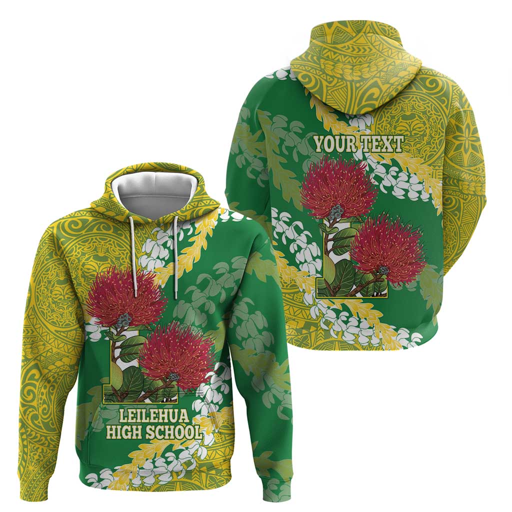 Personalized Leilehua Hawaii High School Hoodie Puakenikeni Lei Hawaiian Pattern - Polynesian Pride