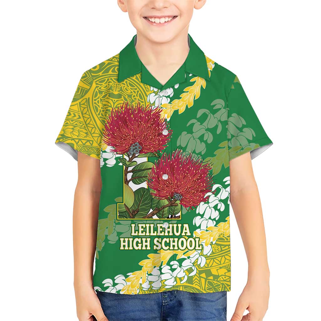 Personalized Leilehua Hawaii High School Kid Hawaiian Shirt Puakenikeni Lei Hawaiian Pattern - Polynesian Pride