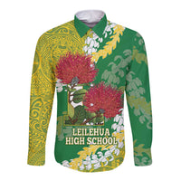 Personalized Leilehua Hawaii High School Long Sleeve Button Shirt Puakenikeni Lei Hawaiian Pattern - Polynesian Pride