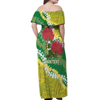 Personalized Leilehua Hawaii High School Off Shoulder Maxi Dress Puakenikeni Lei Hawaiian Pattern - Polynesian Pride