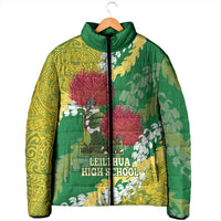 Personalized Leilehua Hawaii High School Padded Jacket Puakenikeni Lei Hawaiian Pattern - Polynesian Pride