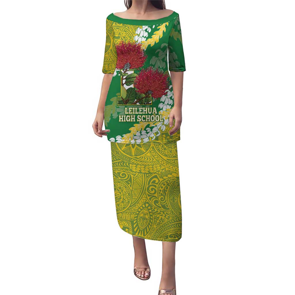 Personalized Leilehua Hawaii High School Puletasi Puakenikeni Lei Hawaiian Pattern - Polynesian Pride