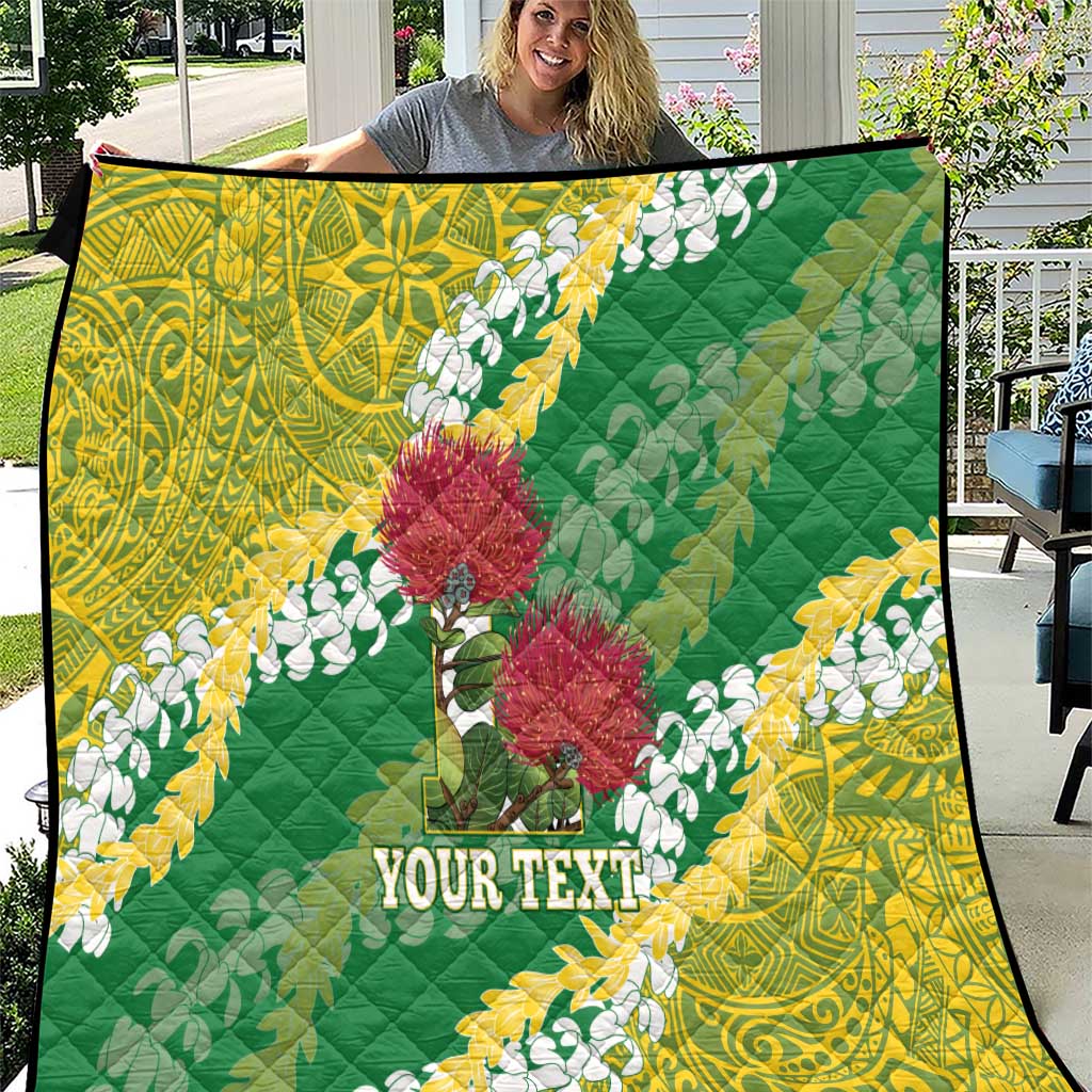 Personalized Leilehua Hawaii High School Quilt Puakenikeni Lei Hawaiian Pattern - Polynesian Pride