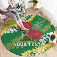 Personalized Leilehua Hawaii High School Round Carpet Puakenikeni Lei Hawaiian Pattern - Polynesian Pride