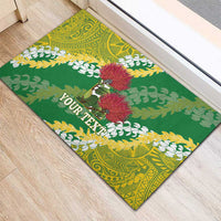 Personalized Leilehua Hawaii High School Rubber Doormat Puakenikeni Lei Hawaiian Pattern - Polynesian Pride