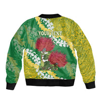 Personalized Leilehua Hawaii High School Sleeve Zip Bomber Jacket Puakenikeni Lei Hawaiian Pattern - Polynesian Pride