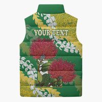 Personalized Leilehua Hawaii High School Sleeveless Puffer Jacket Puakenikeni Lei Hawaiian Pattern - Polynesian Pride