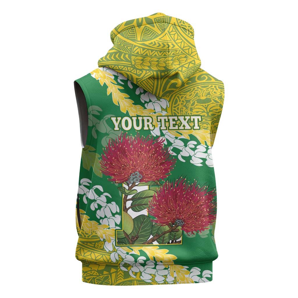 Personalized Leilehua Hawaii High School Sleeveless Zip Hoodie Puakenikeni Lei Hawaiian Pattern - Polynesian Pride