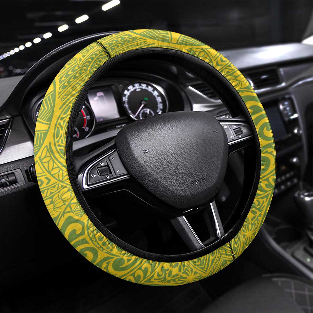 Leilehua Hawaii High School Steering Wheel Cover Puakenikeni Lei Hawaiian Pattern - Polynesian Pride