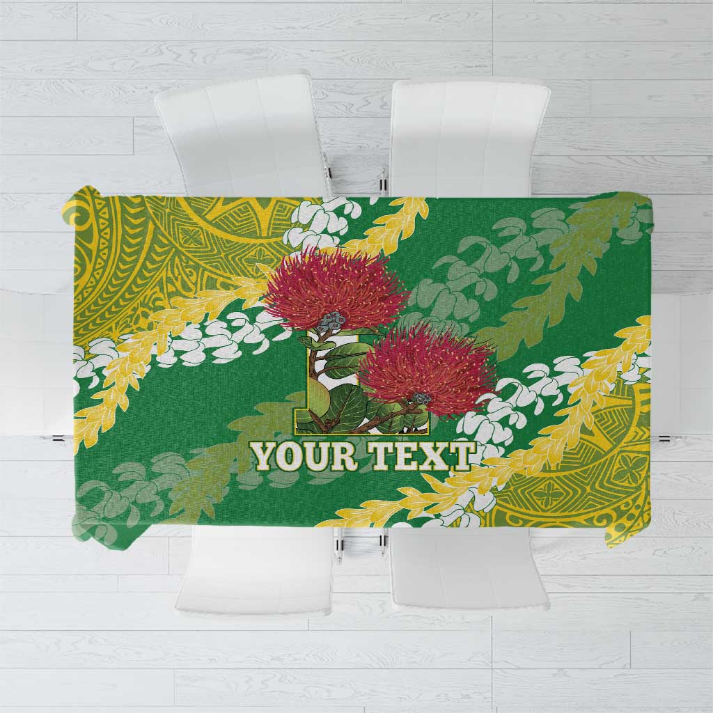 Personalized Leilehua Hawaii High School Tablecloth Puakenikeni Lei Hawaiian Pattern - Polynesian Pride