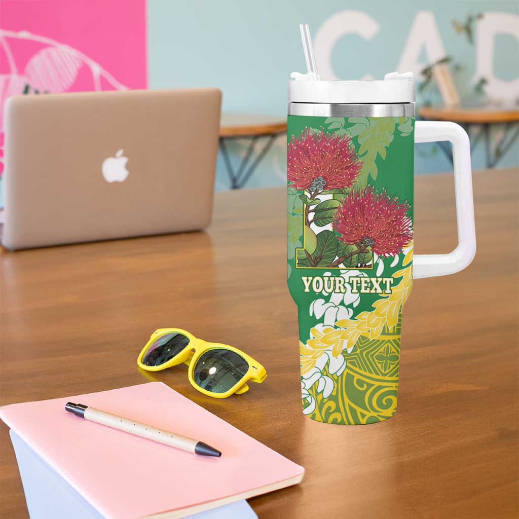 Personalized Leilehua Hawaii High School Tumbler With Handle Puakenikeni Lei Hawaiian Pattern - Polynesian Pride