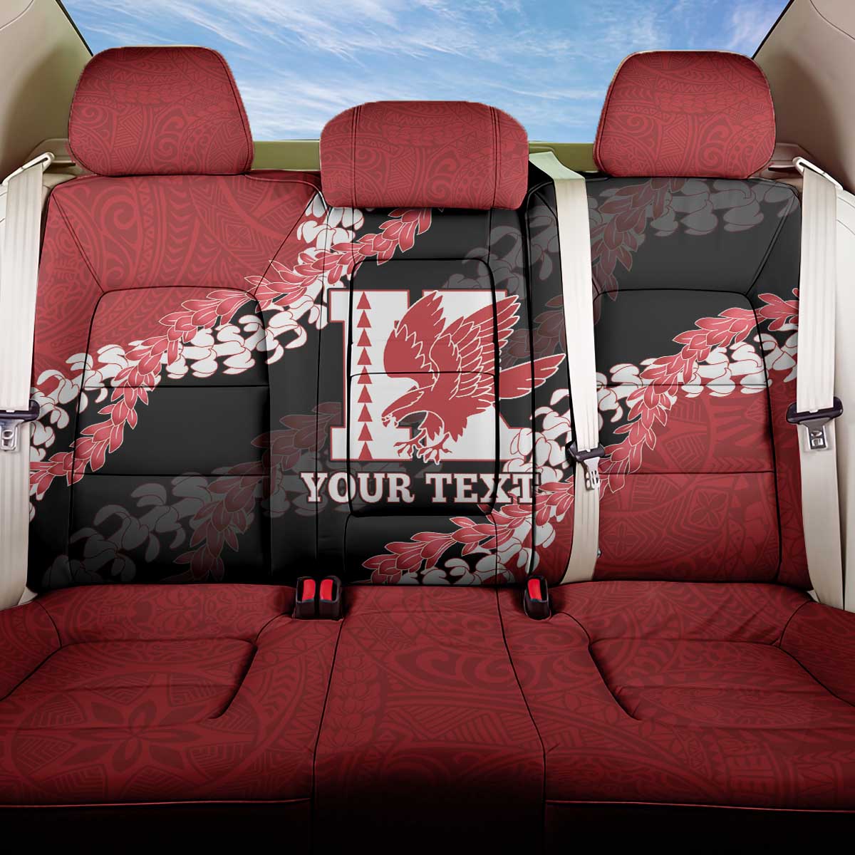 Personalized Kalani Hawaii High School Back Car Seat Cover Puakenikeni Lei Hawaiian Pattern - Polynesian Pride