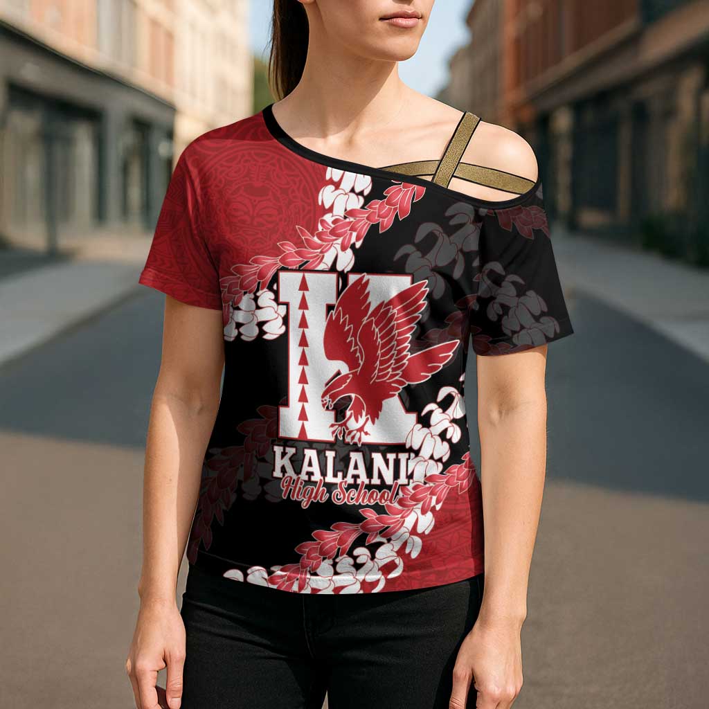 Personalized Kalani Hawaii High School Cross Shoulder Shirt Puakenikeni Lei Hawaiian Pattern - Polynesian Pride