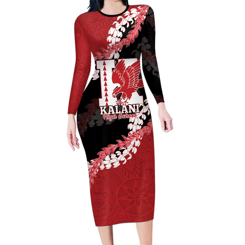 Personalized Kalani Hawaii High School Family Matching Long Sleeve Bodycon Dress and Hawaiian Shirt Puakenikeni Lei Hawaiian Pattern - Polynesian Pride