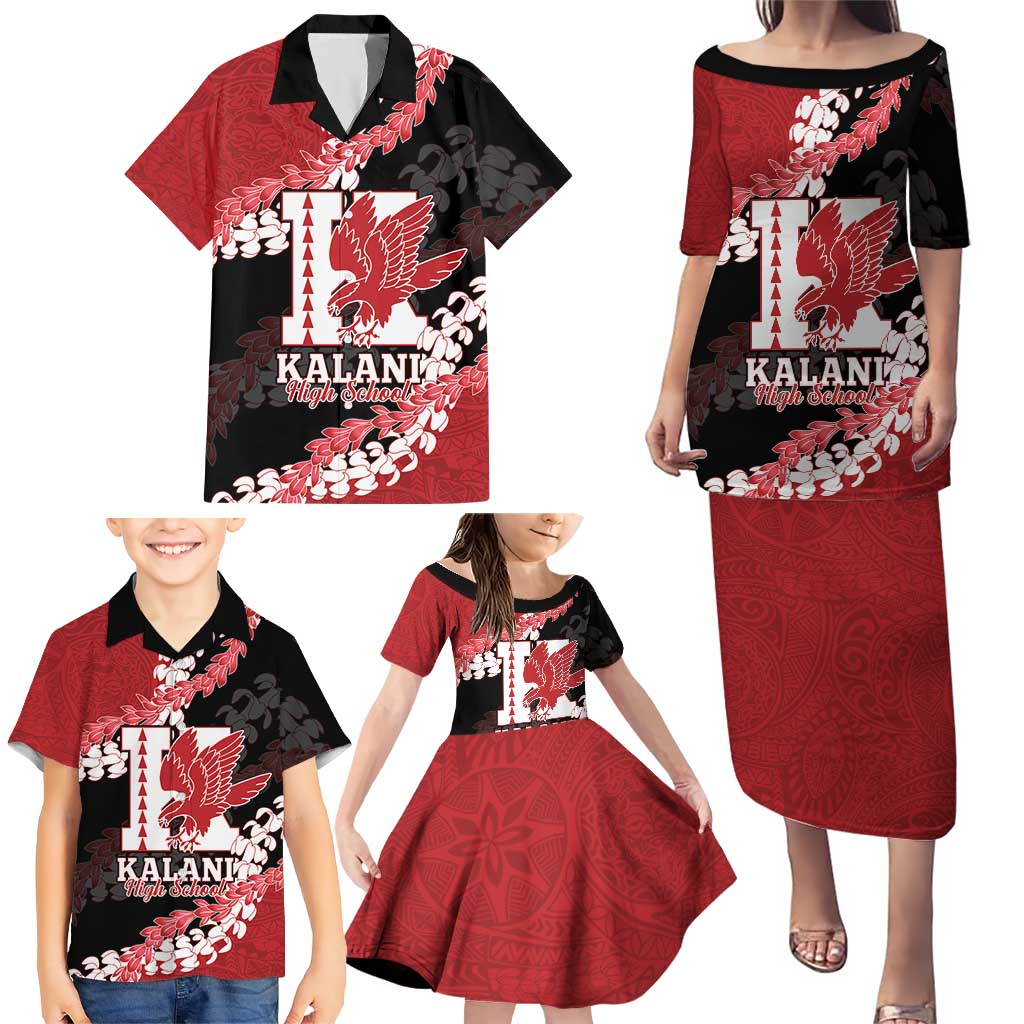 Personalized Kalani Hawaii High School Family Matching Puletasi and Hawaiian Shirt Puakenikeni Lei Hawaiian Pattern - Polynesian Pride