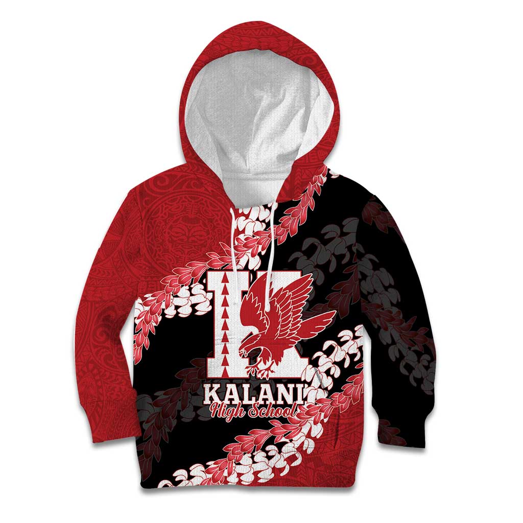Personalized Kalani Hawaii High School Kid Hoodie Puakenikeni Lei Hawaiian Pattern - Polynesian Pride