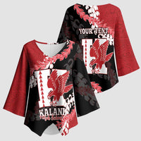 Personalized Kalani Hawaii High School Kimono Sleeve Blouse Puakenikeni Lei Hawaiian Pattern - Polynesian Pride