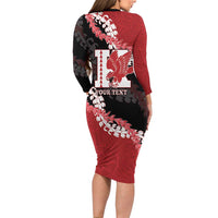 Personalized Kalani Hawaii High School Long Sleeve Bodycon Dress Puakenikeni Lei Hawaiian Pattern - Polynesian Pride