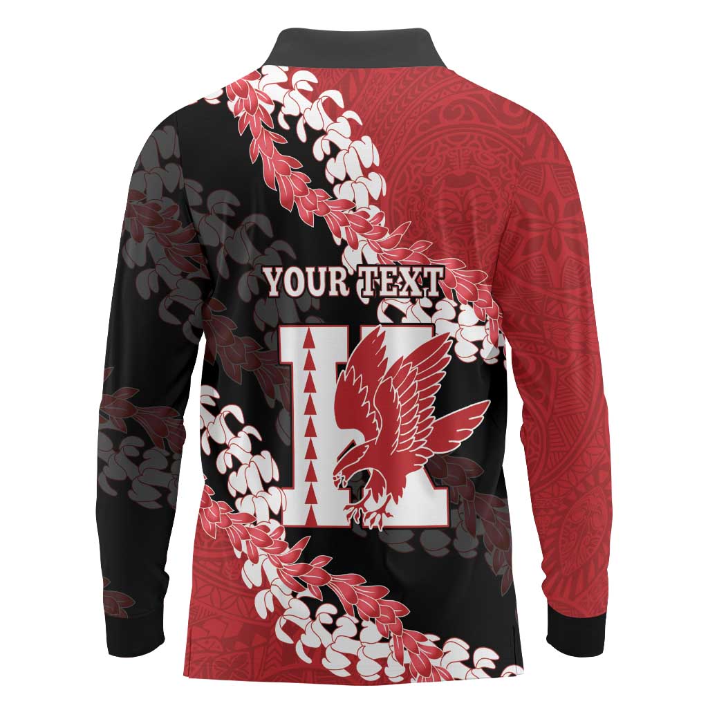 Personalized Kalani Hawaii High School Long Sleeve Polo Shirt Puakenikeni Lei Hawaiian Pattern - Polynesian Pride