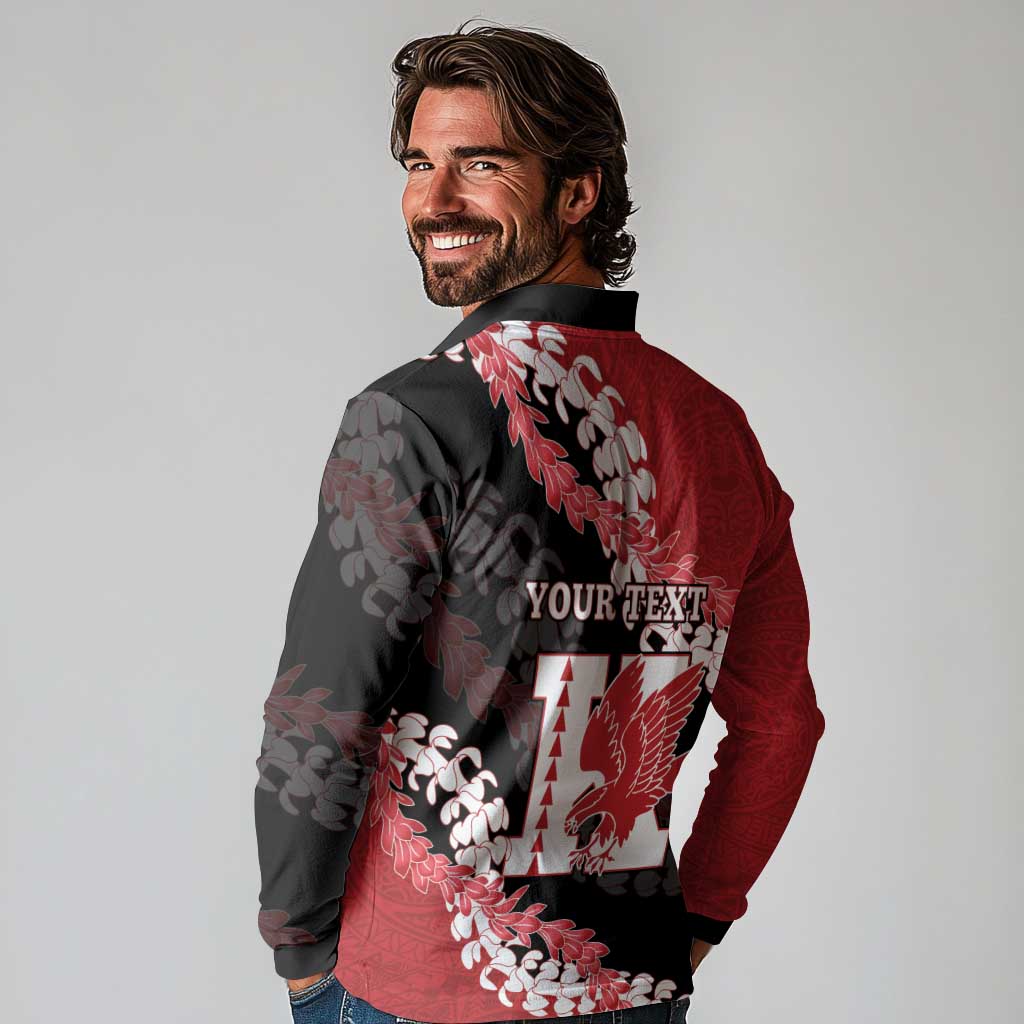 Personalized Kalani Hawaii High School Long Sleeve Polo Shirt Puakenikeni Lei Hawaiian Pattern - Polynesian Pride