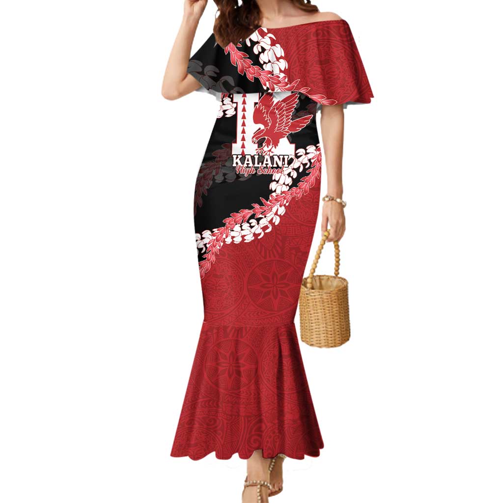 Personalized Kalani Hawaii High School Mermaid Dress Puakenikeni Lei Hawaiian Pattern - Polynesian Pride