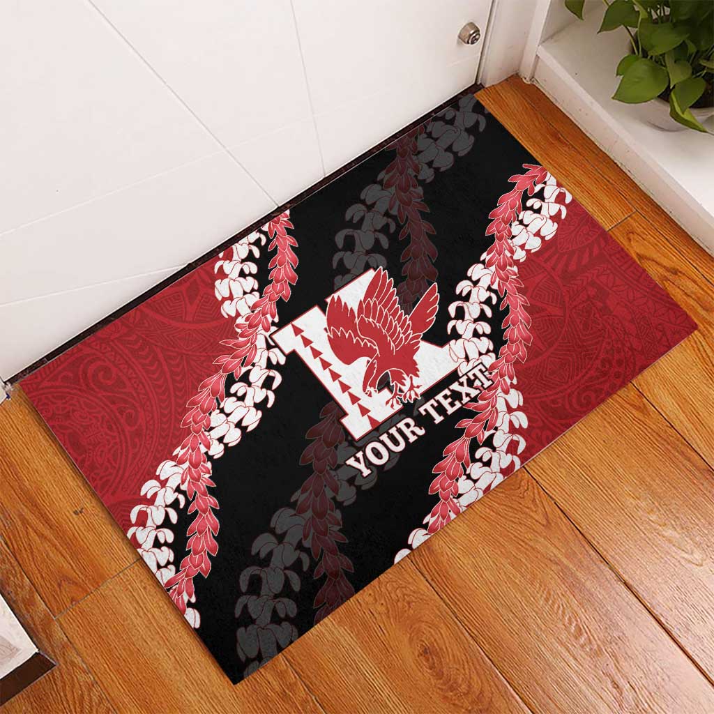 Personalized Kalani Hawaii High School Rubber Doormat Puakenikeni Lei Hawaiian Pattern - Polynesian Pride