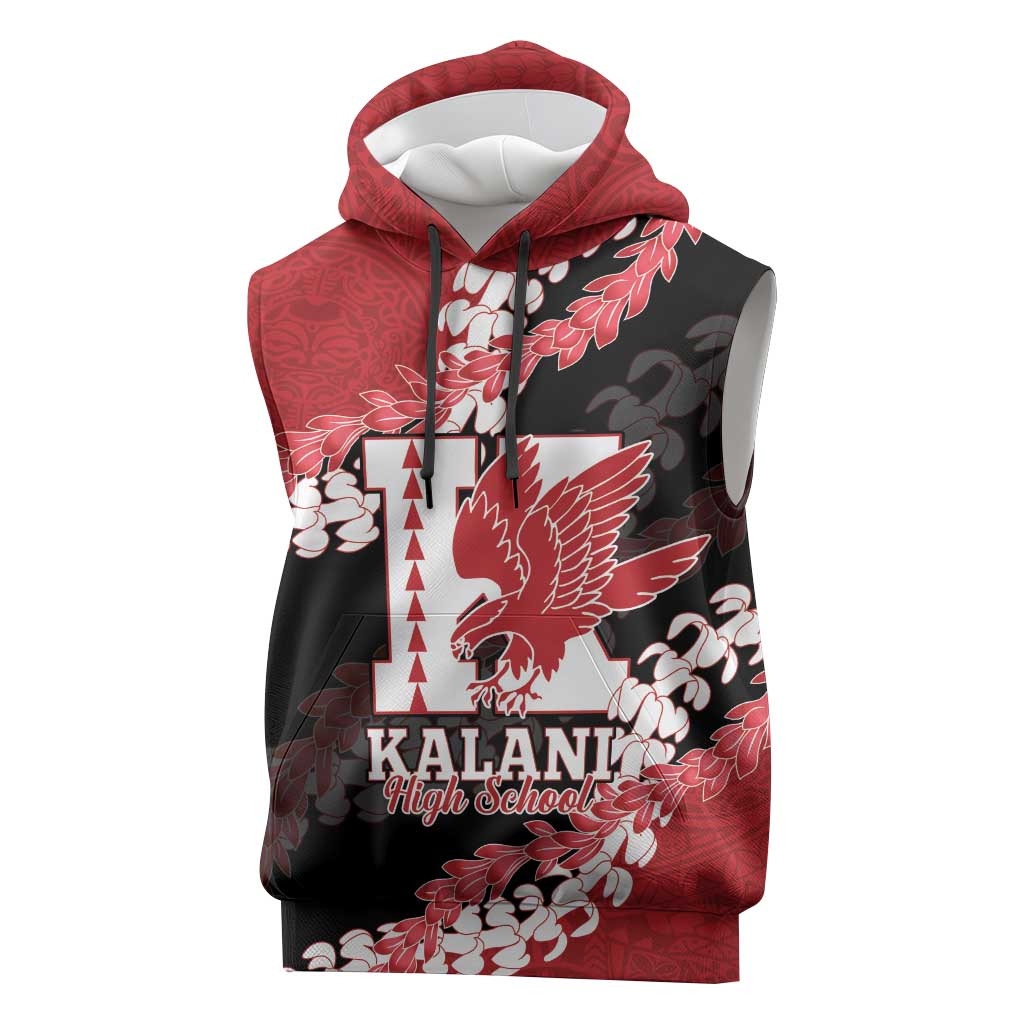 Personalized Kalani Hawaii High School Sleeveless Hoodie Puakenikeni Lei Hawaiian Pattern - Polynesian Pride