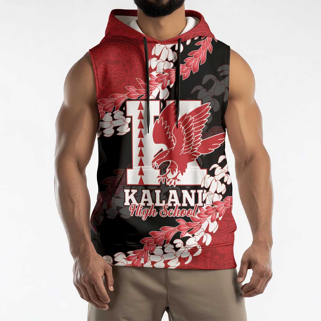 Personalized Kalani Hawaii High School Sleeveless Hoodie Puakenikeni Lei Hawaiian Pattern - Polynesian Pride