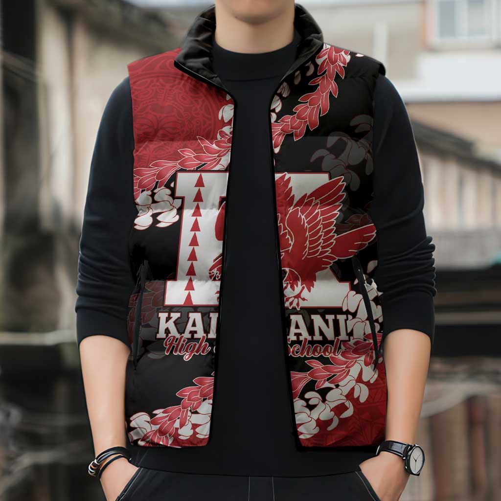 Personalized Kalani Hawaii High School Sleeveless Puffer Jacket Puakenikeni Lei Hawaiian Pattern - Polynesian Pride