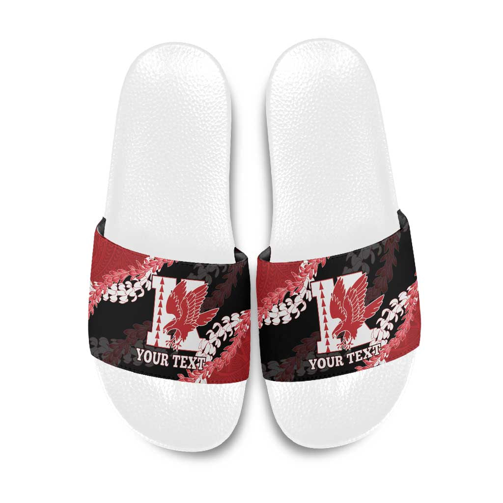 Personalized Kalani Hawaii High School Slide Sandals Puakenikeni Lei Hawaiian Pattern - Polynesian Pride