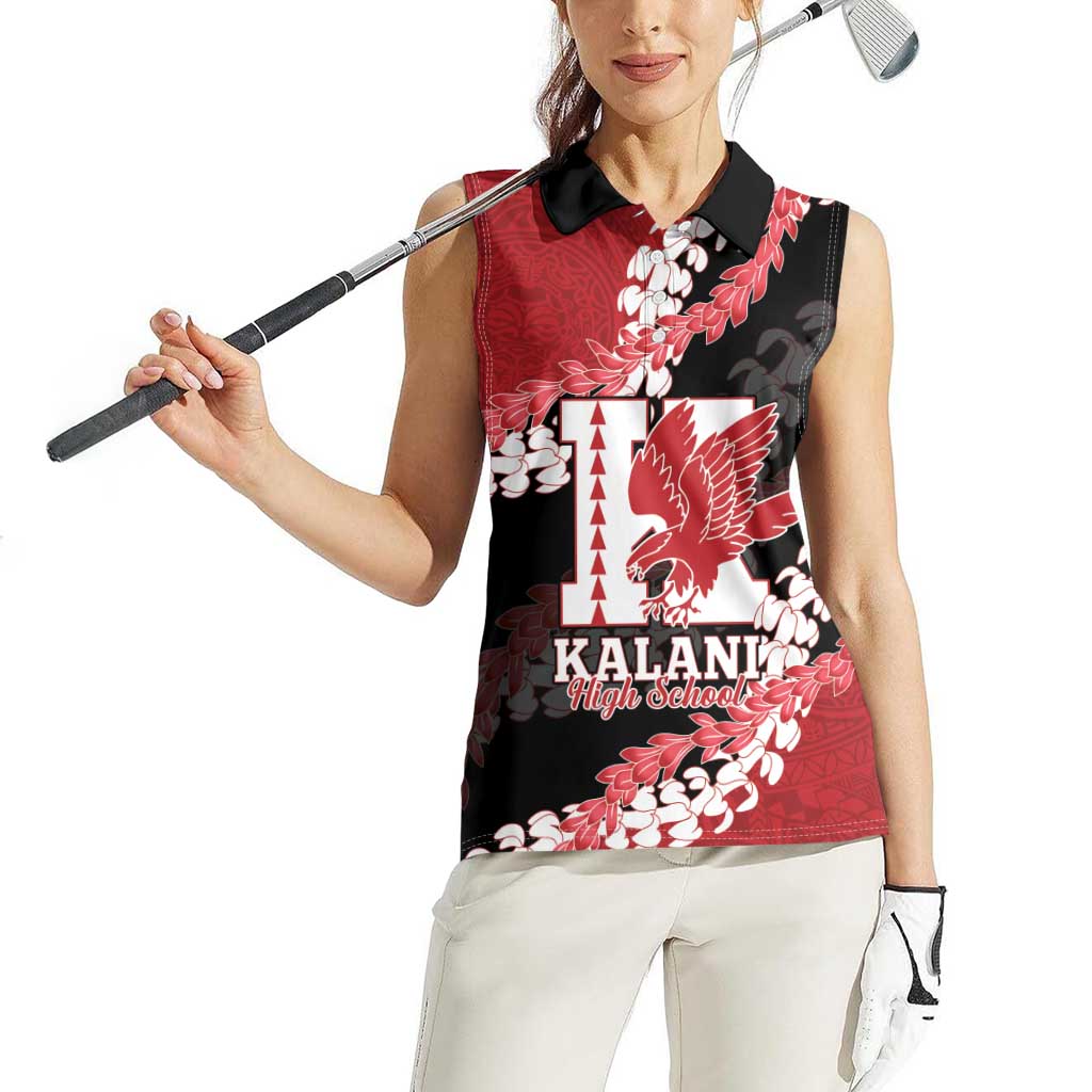 Personalized Kalani Hawaii High School Women Sleeveless Polo Shirt Puakenikeni Lei Hawaiian Pattern - Polynesian Pride