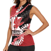 Personalized Kalani Hawaii High School Women Sleeveless Polo Shirt Puakenikeni Lei Hawaiian Pattern - Polynesian Pride