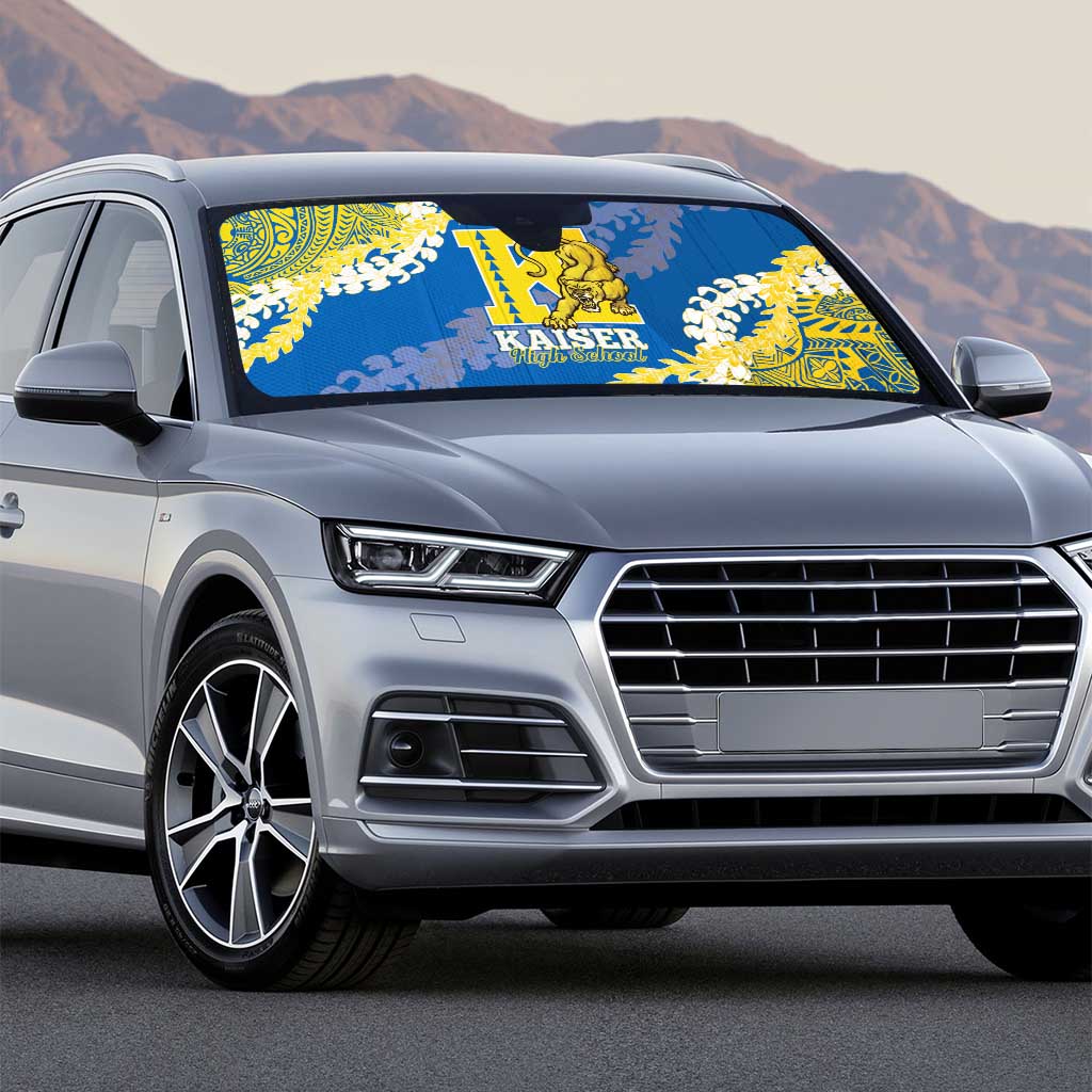 Kaiser Hawaii High School Auto Sun Shade Puakenikeni Lei Hawaiian Pattern - Polynesian Pride