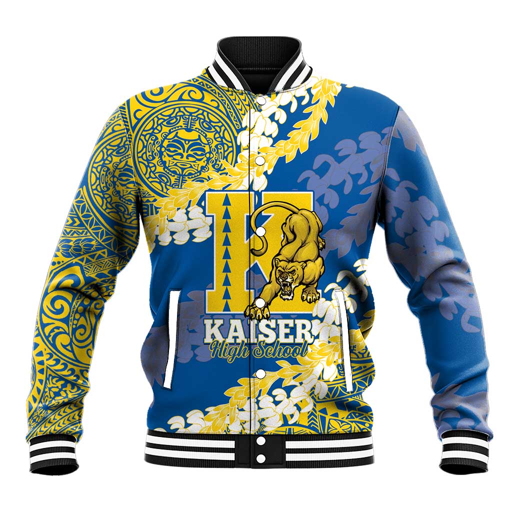 Personalized Kaiser Hawaii High School Baseball Jacket Puakenikeni Lei Hawaiian Pattern - Polynesian Pride