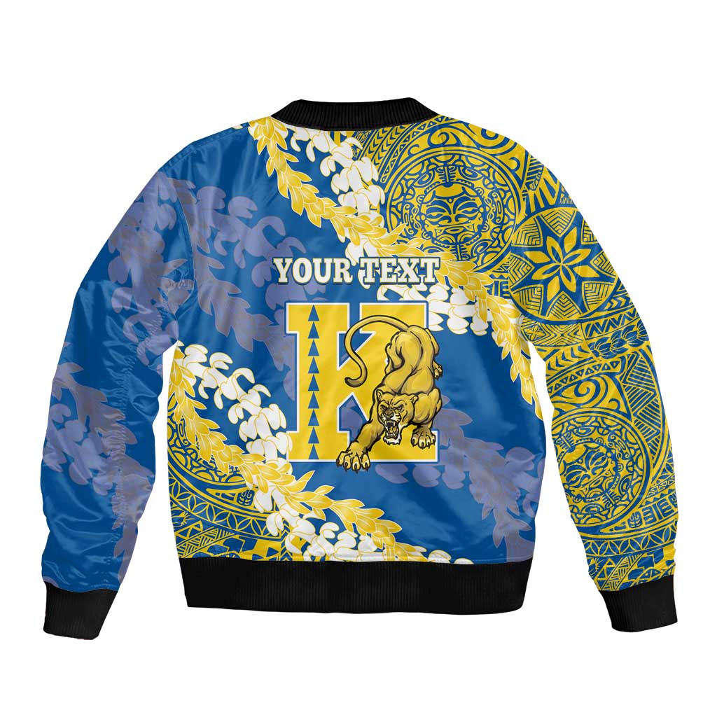 Personalized Kaiser Hawaii High School Bomber Jacket Puakenikeni Lei Hawaiian Pattern - Polynesian Pride