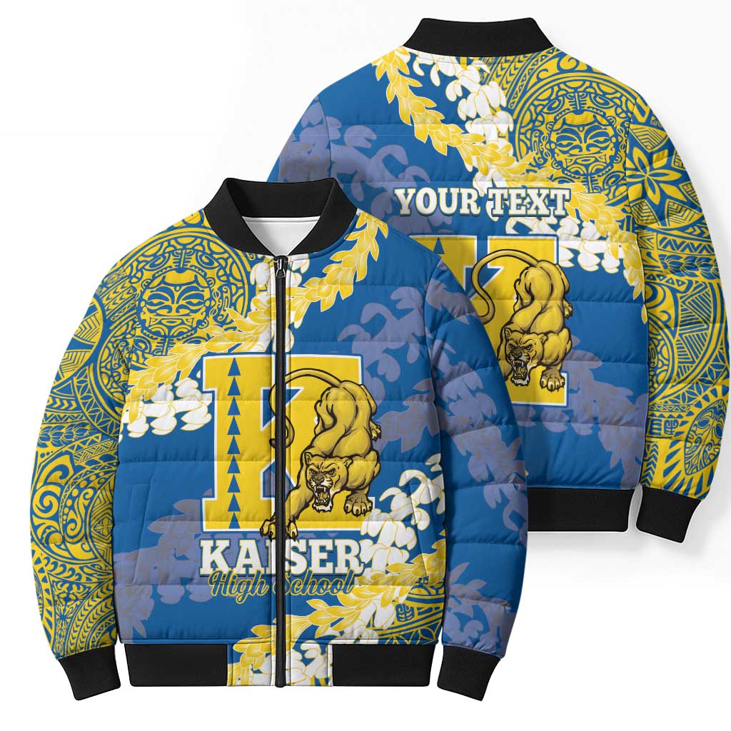 Personalized Kaiser Hawaii High School Bomber Puffer Jacket Puakenikeni Lei Hawaiian Pattern - Polynesian Pride