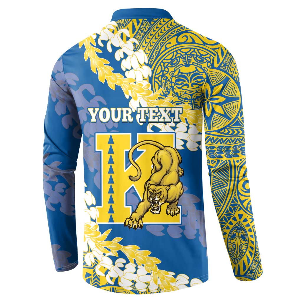 Personalized Kaiser Hawaii High School Button Sweatshirt Puakenikeni Lei Hawaiian Pattern - Polynesian Pride