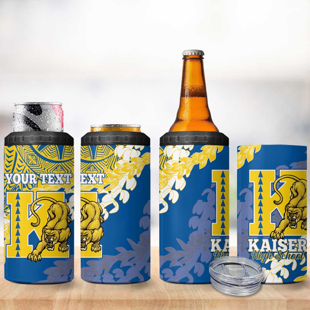 Personalized Kaiser Hawaii High School 4 in 1 Can Cooler Tumbler Puakenikeni Lei Hawaiian Pattern - Polynesian Pride