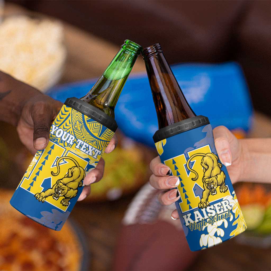 Personalized Kaiser Hawaii High School 4 in 1 Can Cooler Tumbler Puakenikeni Lei Hawaiian Pattern - Polynesian Pride