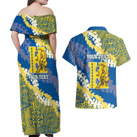 Personalized Kaiser Hawaii High School Couples Matching Off Shoulder Maxi Dress and Hawaiian Shirt Puakenikeni Lei Hawaiian Pattern - Polynesian Pride