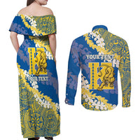 Personalized Kaiser Hawaii High School Couples Matching Off Shoulder Maxi Dress and Long Sleeve Button Shirt Puakenikeni Lei Hawaiian Pattern - Polynesian Pride