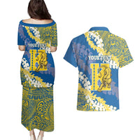 Personalized Kaiser Hawaii High School Couples Matching Puletasi and Hawaiian Shirt Puakenikeni Lei Hawaiian Pattern - Polynesian Pride