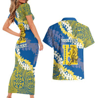 Personalized Kaiser Hawaii High School Couples Matching Short Sleeve Bodycon Dress and Hawaiian Shirt Puakenikeni Lei Hawaiian Pattern - Polynesian Pride