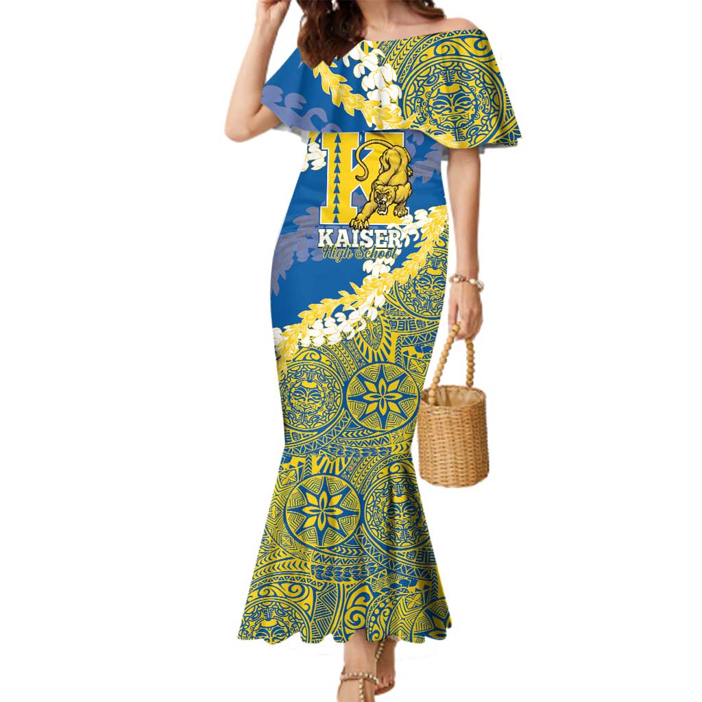 Personalized Kaiser Hawaii High School Family Matching Mermaid Dress and Hawaiian Shirt Puakenikeni Lei Hawaiian Pattern - Polynesian Pride