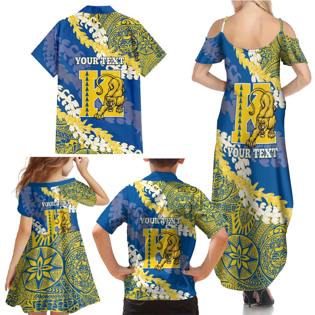 Personalized Kaiser Hawaii High School Family Matching Summer Maxi Dress and Hawaiian Shirt Puakenikeni Lei Hawaiian Pattern - Polynesian Pride