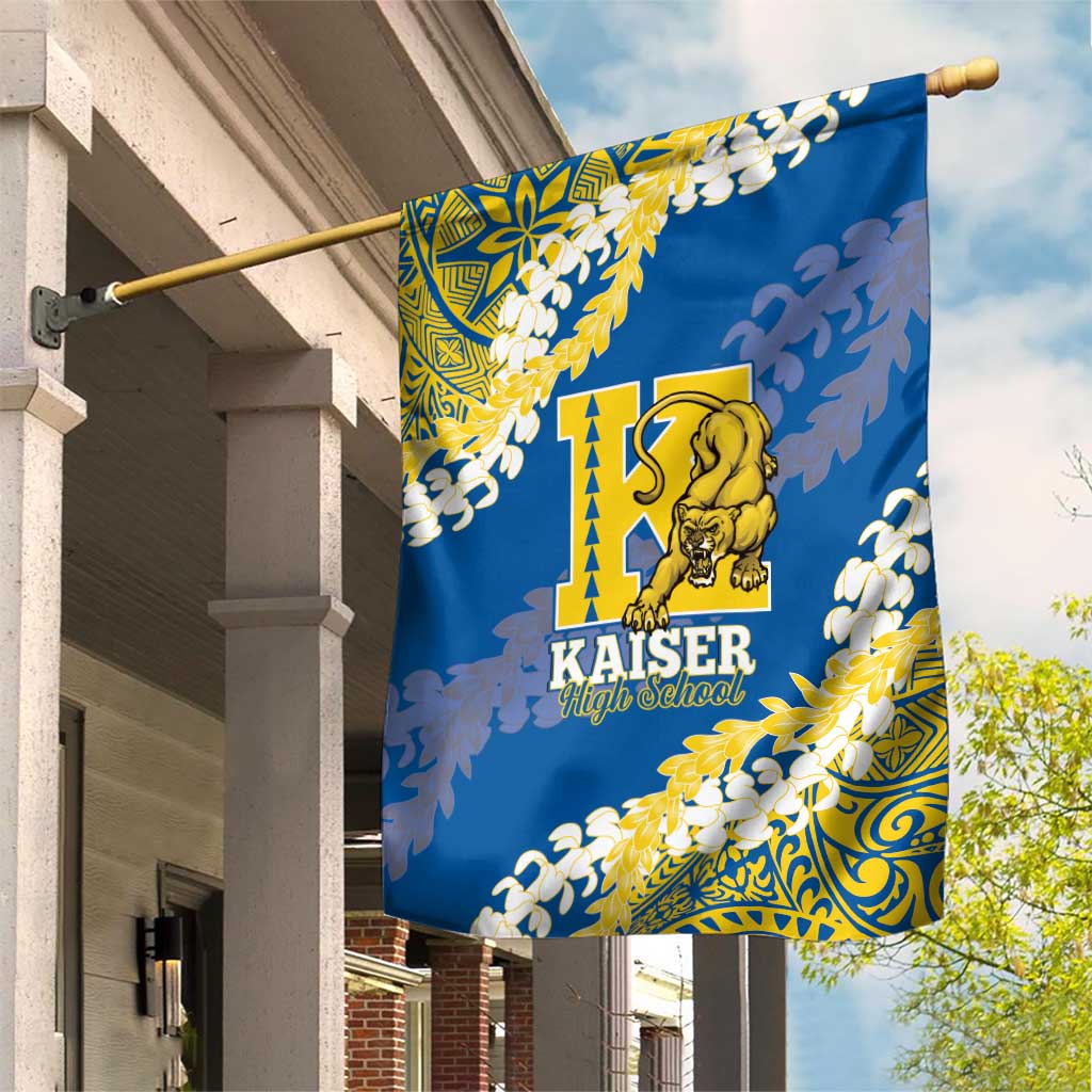 Kaiser Hawaii High School Garden Flag Puakenikeni Lei Hawaiian Pattern - Polynesian Pride